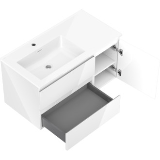 Mexen Orio szafka łazienkowa 90 cm z umywalką Otis lewą, 2S, 1D, biała połysk - 91A13-09047-3-BBFFF00-W18L00