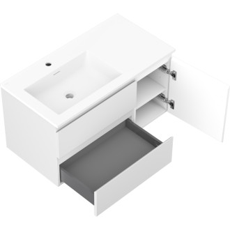 Koupelnová skříňka Mexen Orio 90 cm s umyvadlem Otis vlevo, 2S, 1D, matná bílá - 91A13-09047-3-BBFFF01-W18L01