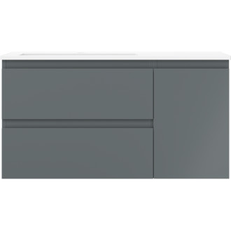 Koupelnová skříňka Mexen Orio 90 cm s umyvadlem Otis levým, 2S, 1D, matný grafit/matná bílá - 91A13-09047-3-BBFFF66-W18L01