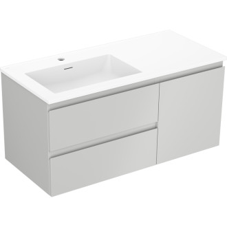 Koupelnová skříňka Mexen Orio 100 cm s umyvadlem Otis vlevo, 2S, 1D, matná šedá/matná bílá - 91A13-10047-3-BBFFF62-W18L01