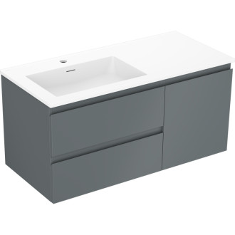 Koupelnová skříňka Mexen Orio 100 cm s umyvadlem Otis vlevo, 2S, 1D, matný grafit/matná bílá - 91A13-10047-3-BBFFF66-W18L01