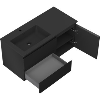 Mexen Orio szafka łazienkowa 100 cm z umywalką Otis lewą, 2S, 1D, czarna mat - 91A13-10047-3-BBFFF71-W18L71