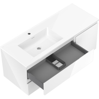 Mexen Orio szafka łazienkowa 120 cm z umywalką Otis lewą, 2S, 1D, biała połysk - 91A13-12047-3-BBFFF00-W18L00