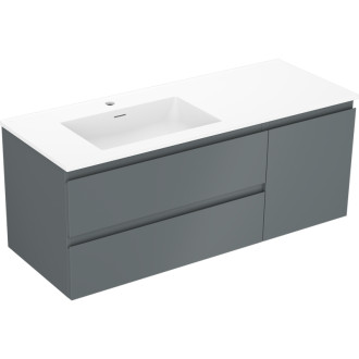 Koupelnová skříňka Mexen Orio 120 cm s umyvadlem Otis vlevo, 2S, 1D, matný grafit/matná bílá - 91A13-12047-3-BBFFF66-W18L01