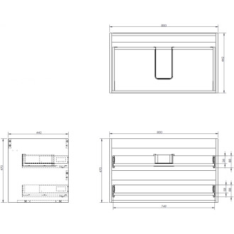 Koupelnová skříňka Mexen Orio 120 cm s umyvadlem Otis vlevo, 2S, 1D, matný grafit/matná bílá - 91A13-12047-3-BBFFF66-W18L01