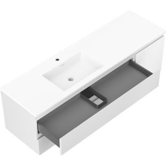 Koupelnová skříňka Mexen Orio 160 cm s umyvadlem Otis vlevo, 2S, 1D, matná bílá - 91A13-16047-3-BBFFF01-W18L01