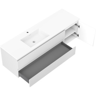 Koupelnová skříňka Mexen Orio 160 cm s umyvadlem Otis vlevo, 2S, 1D, matná bílá - 91A13-16047-3-BBFFF01-W18L01