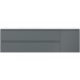 Koupelnová skříňka Mexen Orio 160 cm s umyvadlem Otis vlevo, 2S, 1D, matný grafit/matná bílá - 91A13-16047-3-BBFFF66-W18L01