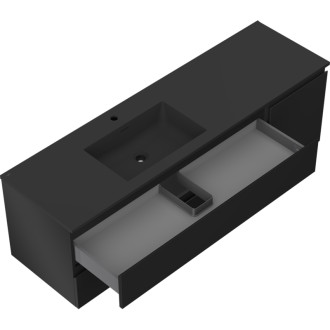 Mexen Orio szafka łazienkowa 160 cm z umywalką Otis lewą, 2S, 1D, czarna mat - 91A13-16047-3-BBFFF71-W18L71