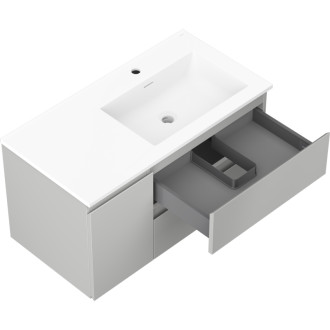 Koupelnová skříňka Mexen Orio 90 cm s umyvadlem Otis pravé, 2S, 1D, matná šedá/matná bílá - 91A13-09047-3-BBFFF62-W18P01