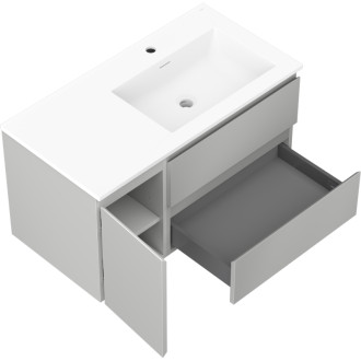 Koupelnová skříňka Mexen Orio 90 cm s umyvadlem Otis pravé, 2S, 1D, matná šedá/matná bílá - 91A13-09047-3-BBFFF62-W18P01