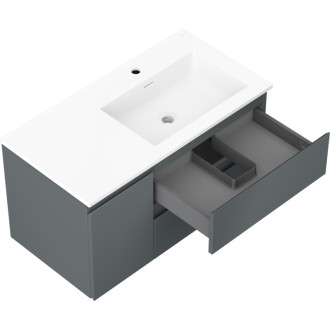 Koupelnová skříňka Mexen Orio 90 cm s umyvadlem Otis pravé, 2S, 1D, grafit matný/bílá matná - 91A13-09047-3-BBFFF66-W18P01