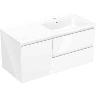 Mexen Orio szafka łazienkowa 100 cm z umywalką Otis prawą, 2S, 1D, biała połysk - 91A13-10047-3-BBFFF00-W18P00
