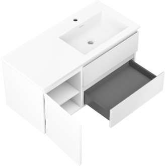 Koupelnová skříňka Mexen Orio 100 cm s umyvadlem Otis pravé, 2S, 1D, matná bílá - 91A13-10047-3-BBFFF01-W18P01