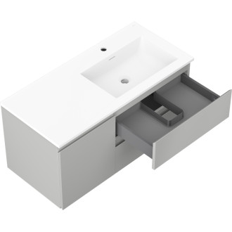 Koupelnová skříňka Mexen Orio 100 cm s umyvadlem Otis pravé, 2S, 1D, matná šedá/matná bílá - 91A13-10047-3-BBFFF62-W18P01