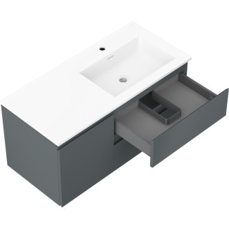 Koupelnová skříňka Mexen Orio 100 cm s umyvadlem Otis pravé, 2S, 1D, grafit matný/bílá matná - 91A13-10047-3-BBFFF66-W18P01