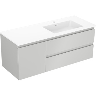 Koupelnová skříňka Mexen Orio 120 cm s umyvadlem Otis pravé, 2S, 1D, matná šedá/matná bílá - 91A13-12047-3-BBFFF62-W18P01