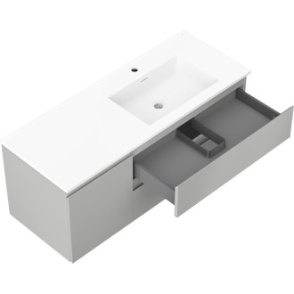 Koupelnová skříňka Mexen Orio 120 cm s umyvadlem Otis pravé, 2S, 1D, matná šedá/matná bílá - 91A13-12047-3-BBFFF62-W18P01