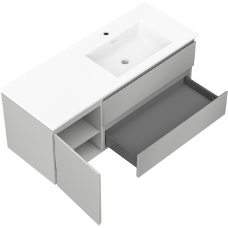 Koupelnová skříňka Mexen Orio 120 cm s umyvadlem Otis pravé, 2S, 1D, matná šedá/matná bílá - 91A13-12047-3-BBFFF62-W18P01