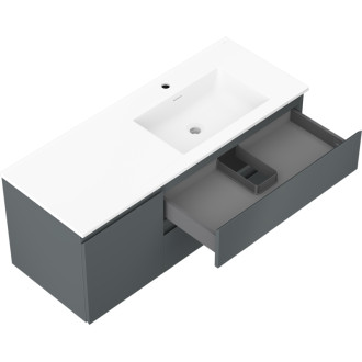 Koupelnová skříňka Mexen Orio 120 cm s umyvadlem Otis pravé, 2S, 1D, grafit matný/bílá matná - 91A13-12047-3-BBFFF66-W18P01