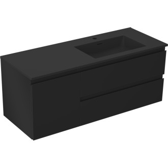 Koupelnová skříňka Mexen Orio 120 cm s umyvadlem Otis pravá, 2S, 1D, matná černá - 91A13-12047-3-BBFFF71-W18P71