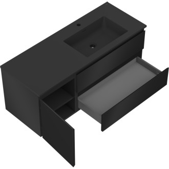 Mexen Orio szafka łazienkowa 120 cm z umywalką Otis prawą, 2S, 1D, czarna mat - 91A13-12047-3-BBFFF71-W18P71