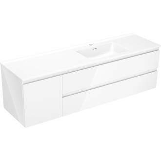 Koupelnová skříňka Mexen Orio 160 cm s umyvadlem Otis pravá, 2S, 1D, bílý lesk - 91A13-16047-3-BBFFF00-W18P00