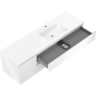Koupelnová skříňka Mexen Orio 160 cm s umyvadlem Otis pravá, 2S, 1D, bílý lesk - 91A13-16047-3-BBFFF00-W18P00