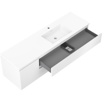 Koupelnová skříňka Mexen Orio 160 cm s umyvadlem Otis pravá, 2S, 1D, matná bílá - 91A13-16047-3-BBFFF01-W18P01