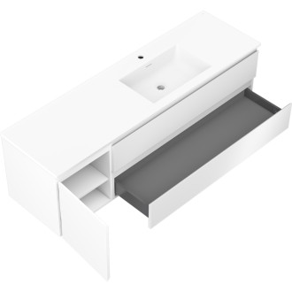 Koupelnová skříňka Mexen Orio 160 cm s umyvadlem Otis pravá, 2S, 1D, matná bílá - 91A13-16047-3-BBFFF01-W18P01