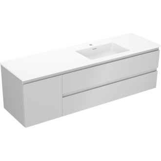 Koupelnová skříňka Mexen Orio 160 cm s umyvadlem Otis pravé, 2S, 1D, matná šedá/matná bílá - 91A13-16047-3-BBFFF62-W18P01
