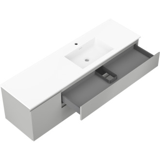 Koupelnová skříňka Mexen Orio 160 cm s umyvadlem Otis pravé, 2S, 1D, matná šedá/matná bílá - 91A13-16047-3-BBFFF62-W18P01