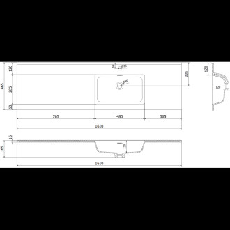 Mexen Orio szafka łazienkowa 160 cm z umywalką Otis prawą, 2S, 1D, czarna mat - 91A13-16047-3-BBFFF71-W18P71