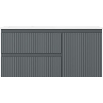 Mexen Rivel koupelnová skříňka 100 cm s umyvadlem Otis levým, 2S, 1D, drážkovaná, grafit/matná bílá - 91A23-10047-3-BBFFF66-W18L01