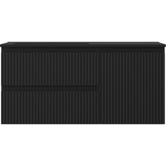 Mexen Rivel szafka łazienkowa 100 cm z umywalką Otis lewą, 2S, 1D, ryflowana, czarna mat - 91A23-10047-3-BBFFF71-W18L71