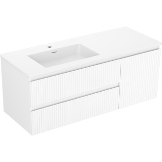 Mexen Rivel koupelnová skříňka 120 cm s umyvadlem Otis levým, 2S, 1D, drážkovaná, matná bílá - 91A23-12047-3-BBFFF01-W18L01