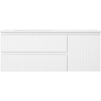 Mexen Rivel koupelnová skříňka 120 cm s umyvadlem Otis levým, 2S, 1D, drážkovaná, matná bílá - 91A23-12047-3-BBFFF01-W18L01