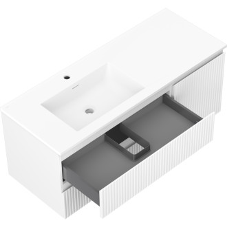 Mexen Rivel koupelnová skříňka 120 cm s umyvadlem Otis levým, 2S, 1D, drážkovaná, matná bílá - 91A23-12047-3-BBFFF01-W18L01