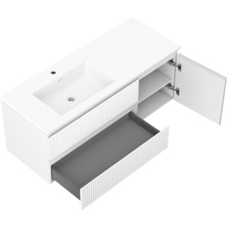 Mexen Rivel koupelnová skříňka 120 cm s umyvadlem Otis levým, 2S, 1D, drážkovaná, matná bílá - 91A23-12047-3-BBFFF01-W18L01