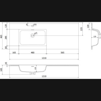 Koupelnová skříňka Mexen Rivel 120 cm s umyvadlem Otis vlevo, 2S, 1D, drážkovaná, matná šedá/matná bílá - 91A23-12047-3-BBFFF62-W18L01