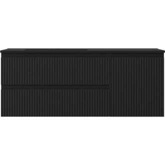 Mexen Rivel szafka łazienkowa 120 cm z umywalką Otis lewą, 2S, 1D, ryflowana, czarna mat - 91A23-12047-3-BBFFF71-W18L71