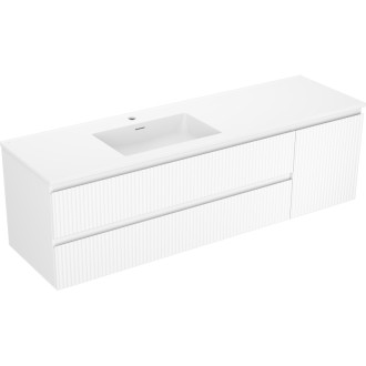 Mexen Rivel koupelnová skříňka 160 cm s umyvadlem Otis levým, 2S, 1D, drážkovaná, matná bílá - 91A23-16047-3-BBFFF01-W18L01