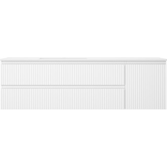 Mexen Rivel koupelnová skříňka 160 cm s umyvadlem Otis levým, 2S, 1D, drážkovaná, matná bílá - 91A23-16047-3-BBFFF01-W18L01