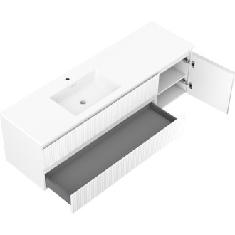 Mexen Rivel koupelnová skříňka 160 cm s umyvadlem Otis levým, 2S, 1D, drážkovaná, matná bílá - 91A23-16047-3-BBFFF01-W18L01