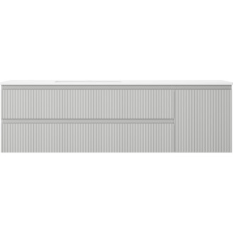 Mexen Rivel koupelnová skříňka 160 cm s umyvadlem Otis levým, 2S, 1D, drážkovaná, matná šedá/matná bílá - 91A23-16047-3-BBFFF62-W18L01