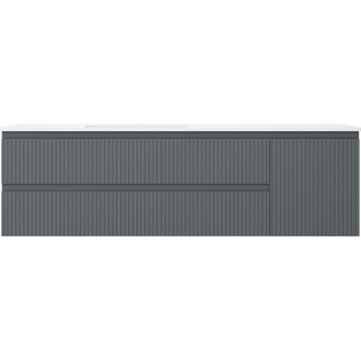 Koupelnová skříňka Mexen Rivel 160 cm s umyvadlem Otis vlevo, 2S, 1D, drážkovaná, grafit/matná bílá - 91A23-16047-3-BBFFF66-W18L01