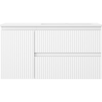 Koupelnová skříňka Mexen Rivel 90 cm s umyvadlem Otis pravým, 2S, 1D, drážkovaná, matná bílá - 91A23-09047-3-BBFFF01-W18P01