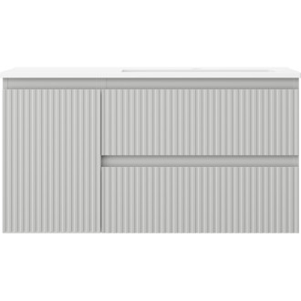 Koupelnová skříňka Mexen Rivel 90 cm s umyvadlem Otis pravým, 2S, 1D, drážkovaná, matná šedá/matná bílá - 91A23-09047-3-BBFFF62-W18P01