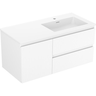 Koupelnová skříňka Mexen Rivel 100 cm s umyvadlem Otis pravým, 2S, 1D, drážkovaná, matná bílá - 91A23-10047-3-BBFFF01-W18P01