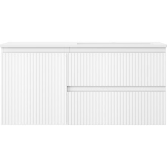 Koupelnová skříňka Mexen Rivel 100 cm s umyvadlem Otis pravým, 2S, 1D, drážkovaná, matná bílá - 91A23-10047-3-BBFFF01-W18P01